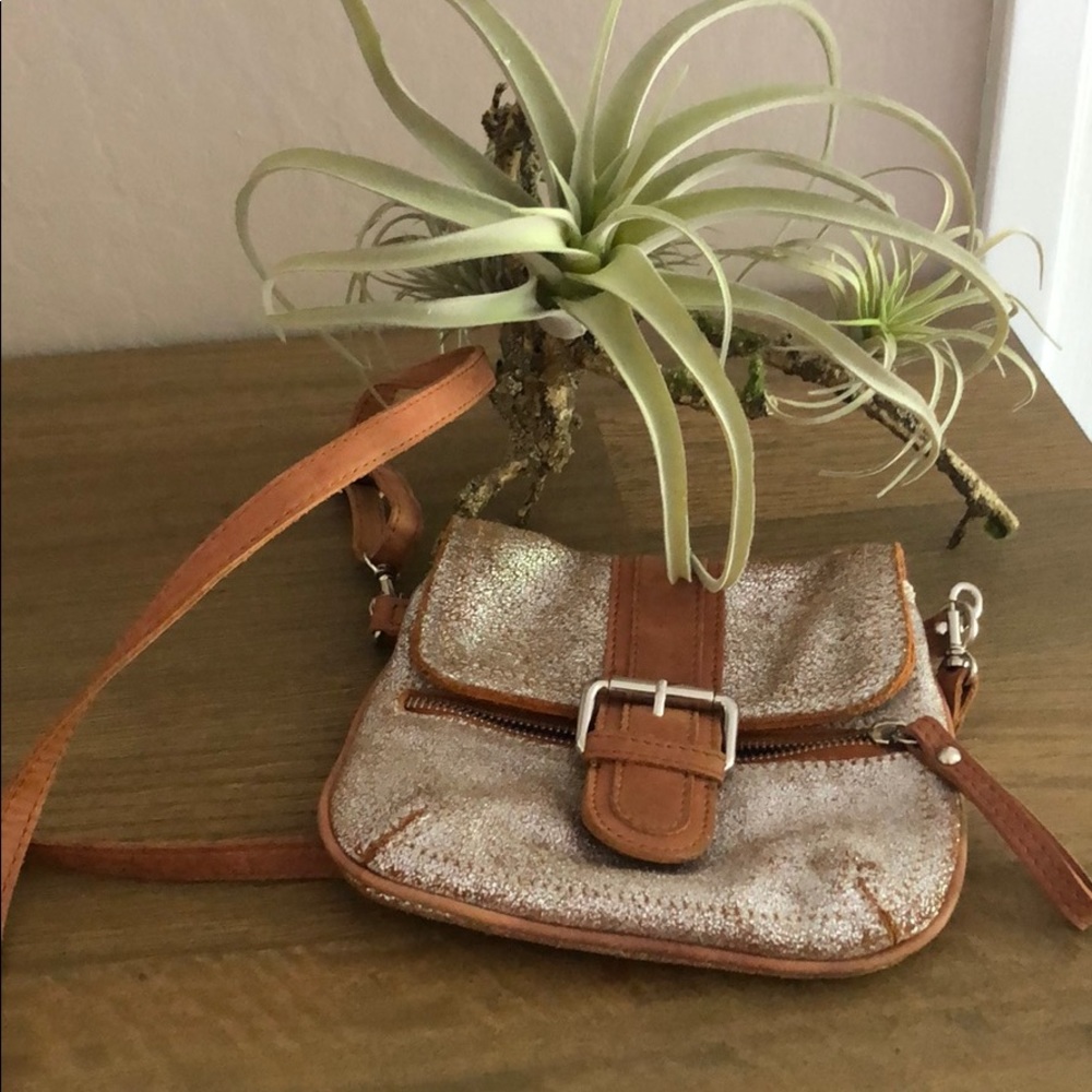 Tano: brown and silver metallic bag